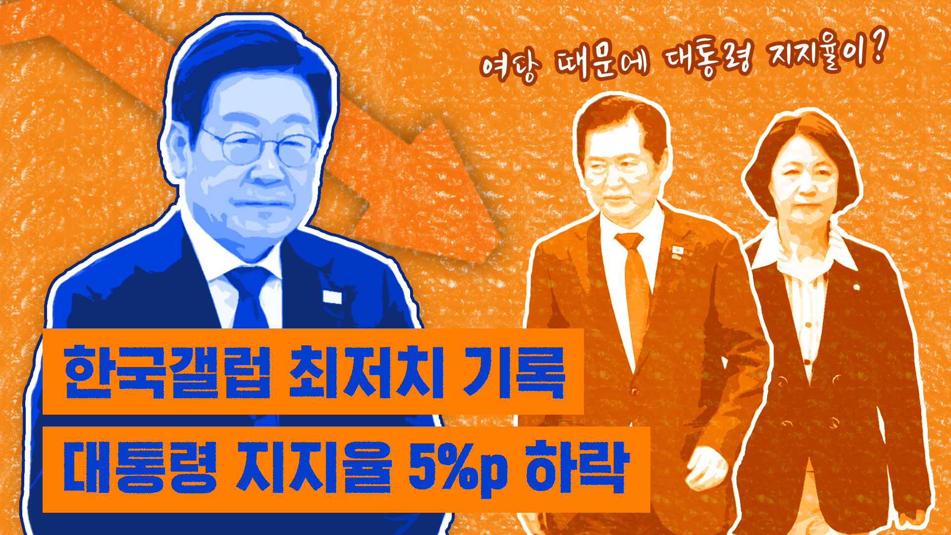 대통령 지지율 5%p 하락…갤럽 최저치 기록