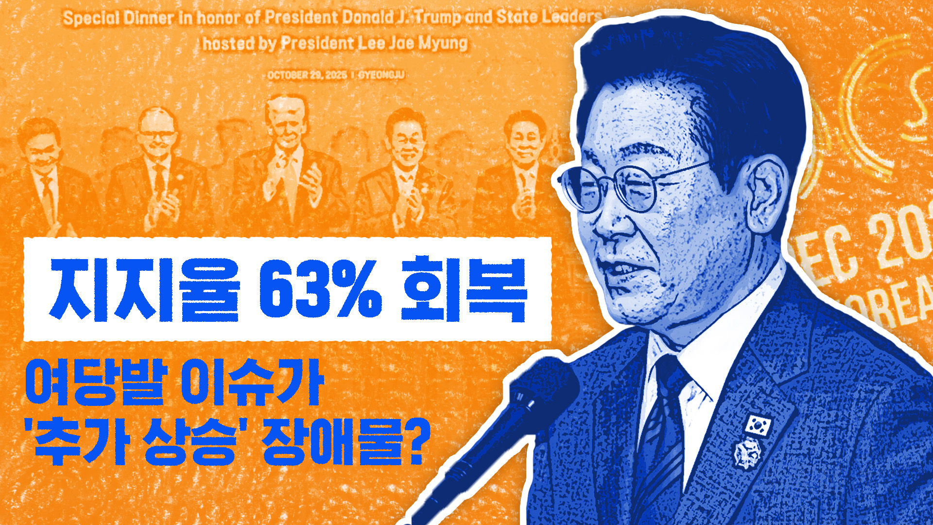 지지율 63% 회복..여당발 이슈가 '추가 상승' 장애물?